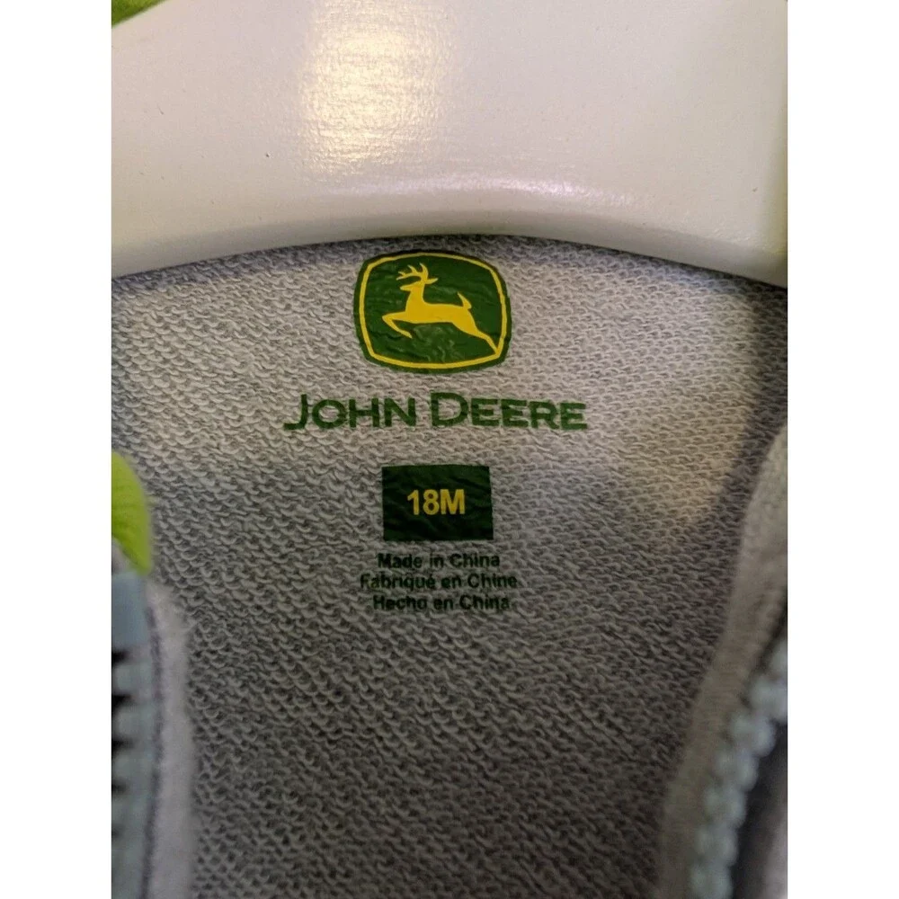 John Deere Toddler Gray Tractor Front Zip Hoodie Sweatshirt 18M Farm Animal Cows